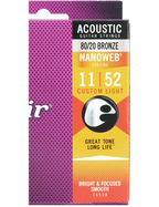 Elixir® 16538 11-52 NANOWEB® 3Pack Cuerdas Guitarra Acústica Recubiertas Custom Light 80/20 Bronze
