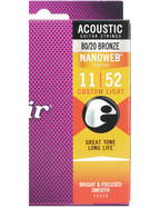Elixir® 16538 11-52 NANOWEB® 3Pack Cuerdas Guitarra Acústica Recubiertas Custom Light 80/20 Bronze