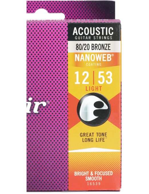 Elixir® 16539 12-53 NANOWEB® 3Pack Cuerdas Guitarra Acústica Recubiertas Light Bronze 80/20