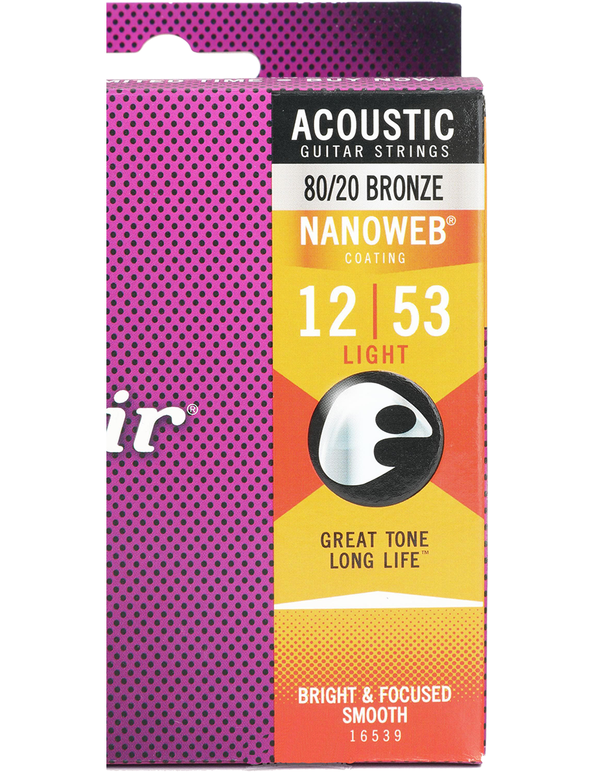 Elixir® 16539 12-53 NANOWEB® 3Pack Cuerdas Guitarra Acústica Recubiertas Light Bronze 80/20
