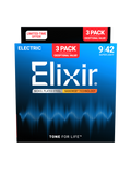 Elixir® 16566 9-42 NANOWEB® 3Pack Cuerdas Guitarra Eléctrica Recubiertas Super Light