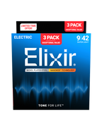 Elixir® 16566 9-42 NANOWEB® 3Pack Cuerdas Guitarra Eléctrica Recubiertas Super Light