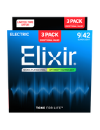 Elixir® 16571 9-42 OPTIWEB® 3Pack Cuerdas Guitarra Eléctrica Recubiertas Super Light Nickel Plated Steel