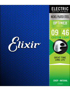 Elixir® 19027 9-46 OPTIWEB® Cuerdas Guitarra Eléctrica Recubiertas Custom Light Nickel Plated Steel
