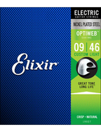 Elixir® 19027 9-46 OPTIWEB® Cuerdas Guitarra Eléctrica Recubiertas Custom Light Nickel Plated Steel