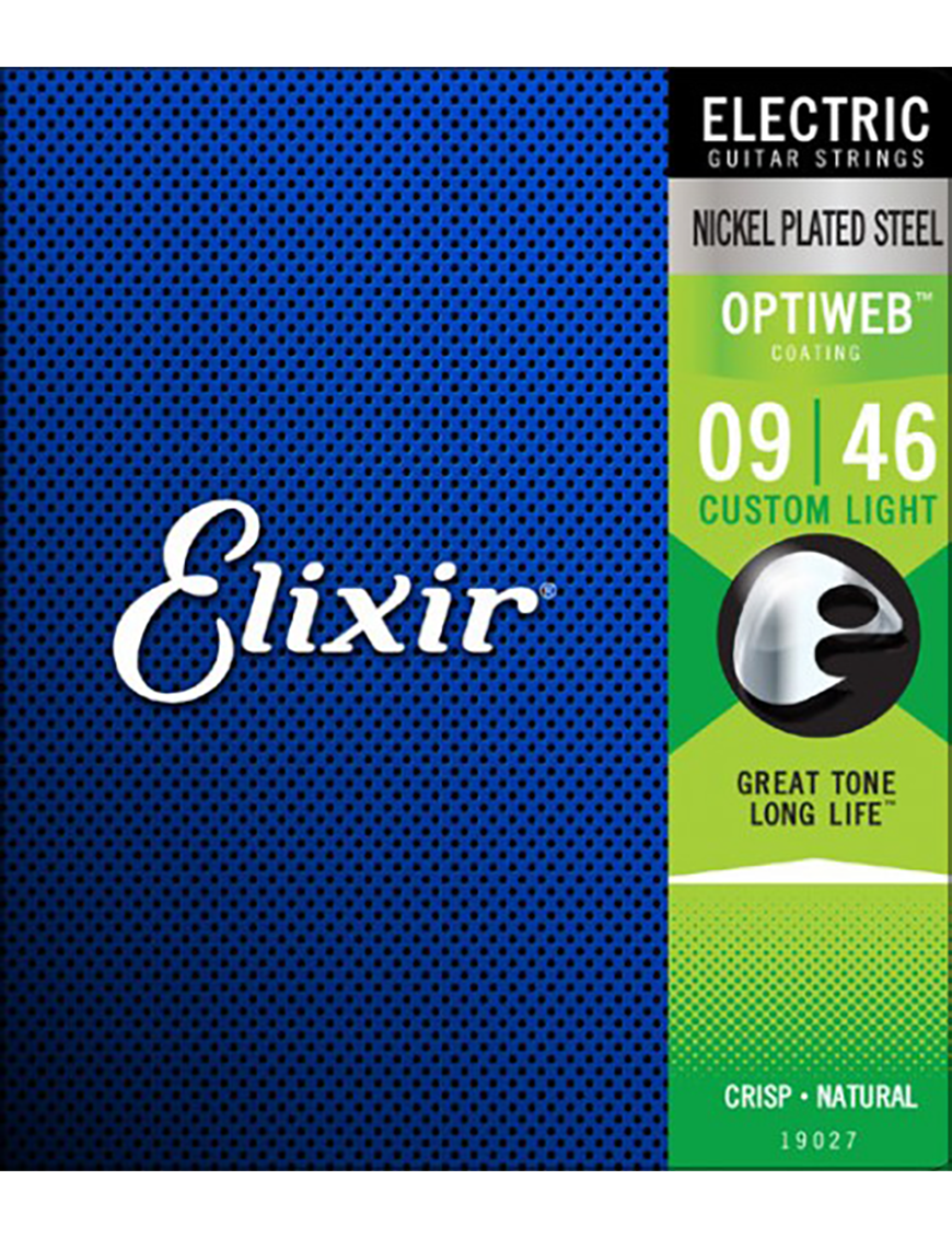 Elixir® 19027 9-46 OPTIWEB® Cuerdas Guitarra Eléctrica Recubiertas Custom Light Nickel Plated Steel