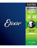 Elixir 19052 Cuerdas Guitarra Eléctrica 6 Cuerdas Recubiertas 10-46 Light Nickel Plated Steel Optiweb