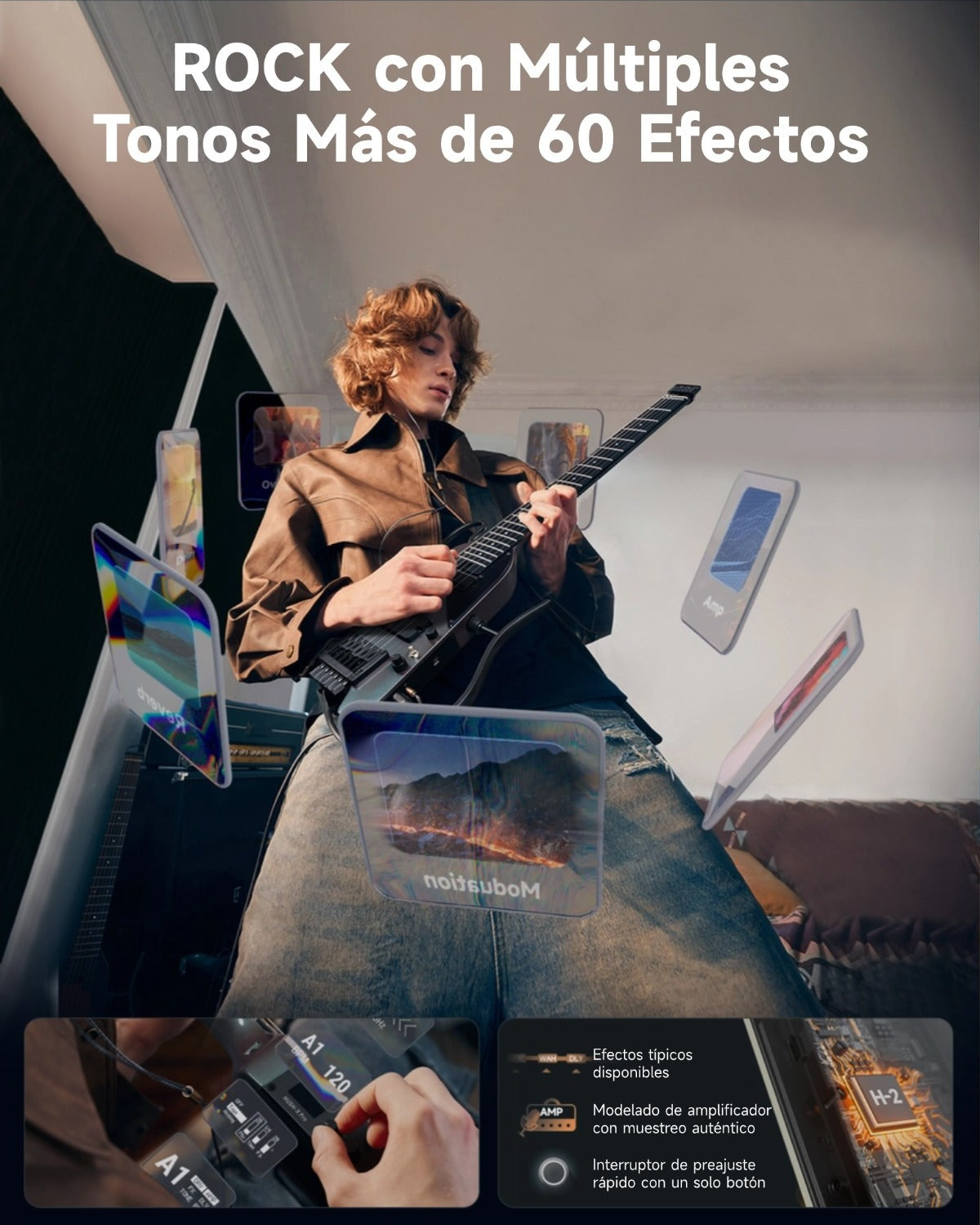 Donner HUSH X PRO Guitarra eléctrica de viaje Midnight Glow