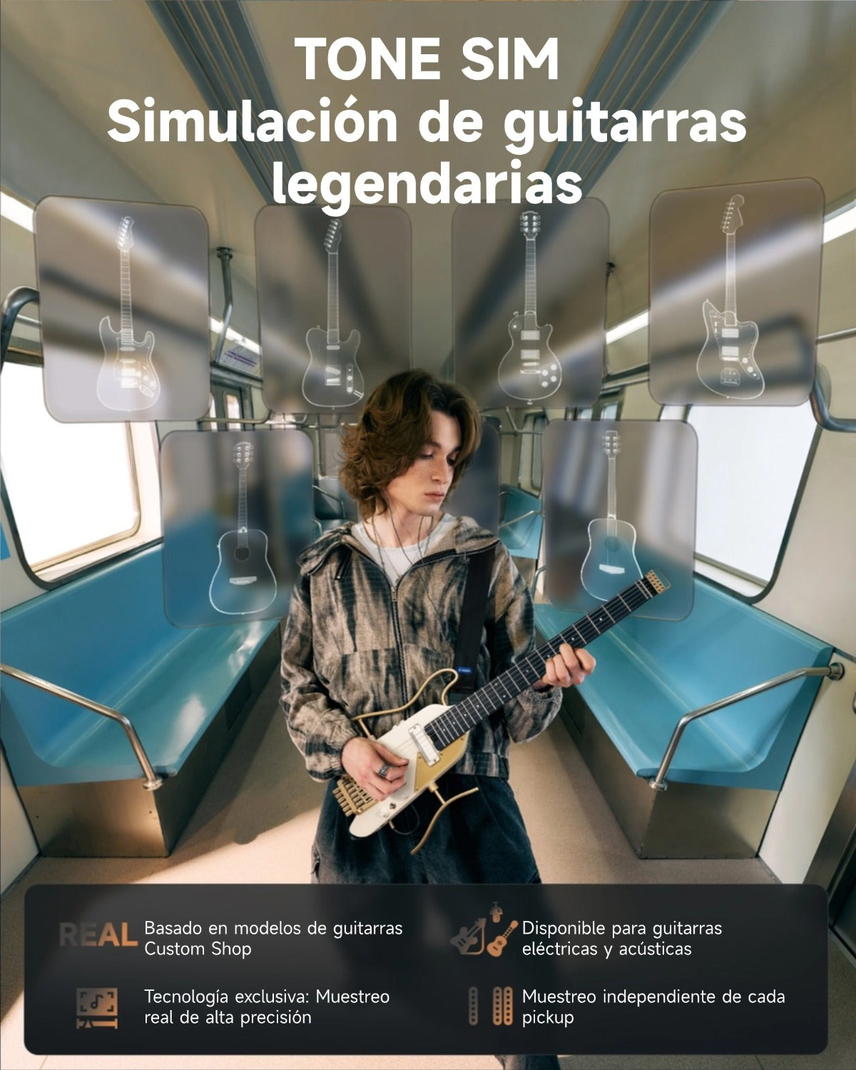 Donner HUSH X PRO Guitarra eléctrica de viaje White-Luxe