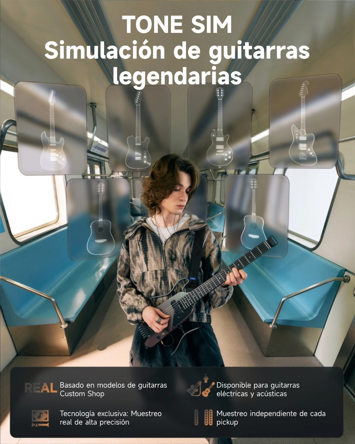 Donner HUSH X PRO Guitarra eléctrica de viaje Midnight Glow