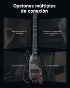 Donner HUSH X PRO Guitarra eléctrica de viaje Midnight Glow
