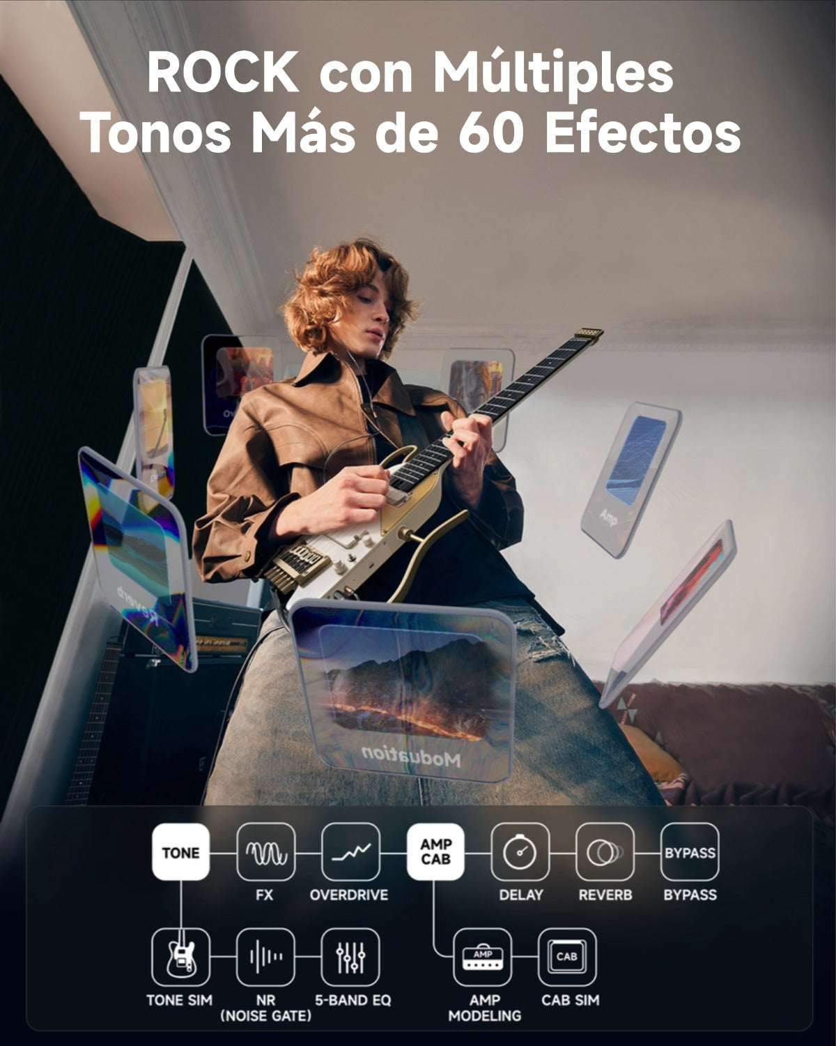 Donner HUSH X PRO Guitarra eléctrica de viaje White-Luxe