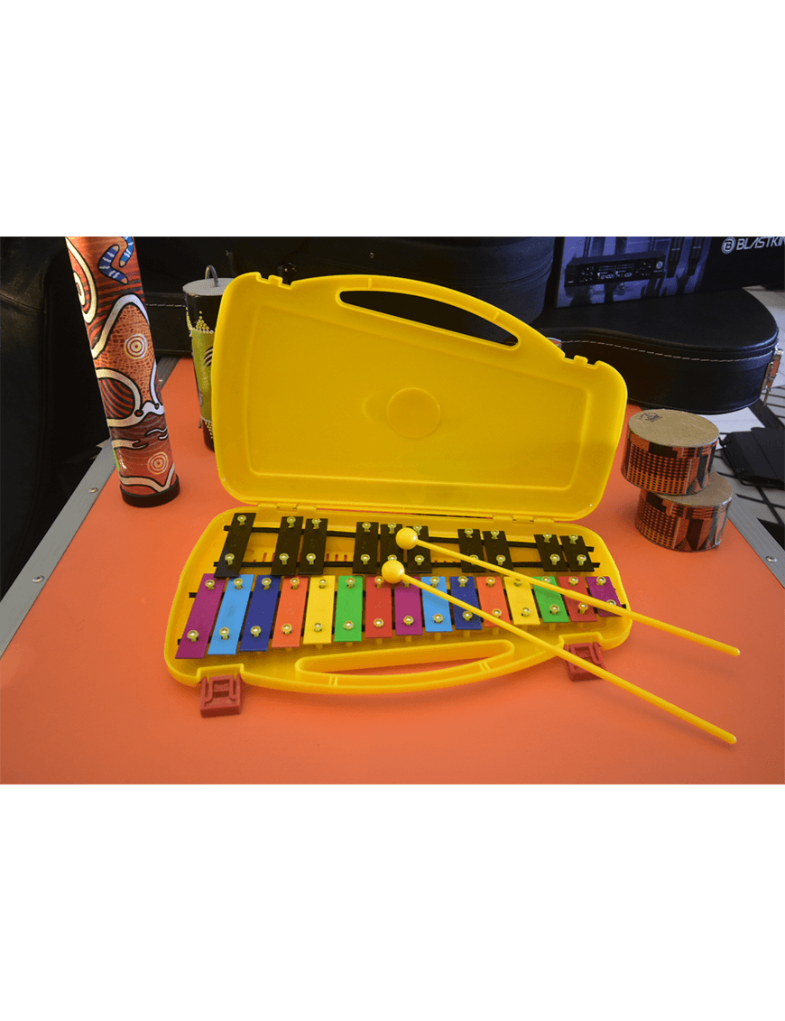 Gcr® Db25 Metalófono Cromático 25 Notas Case Amarillo