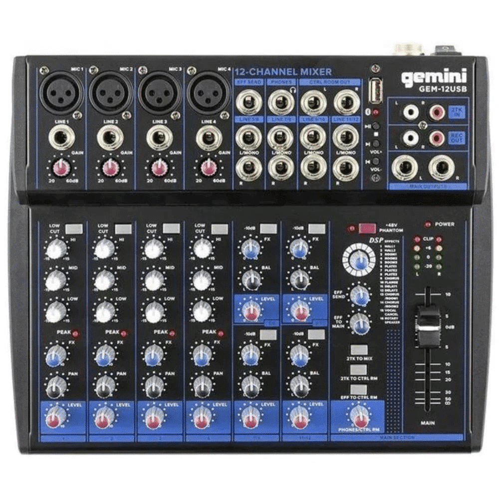 Gemini Gem-12usb Mezclador Análogo 12 Canales Usb - Bluetooth
