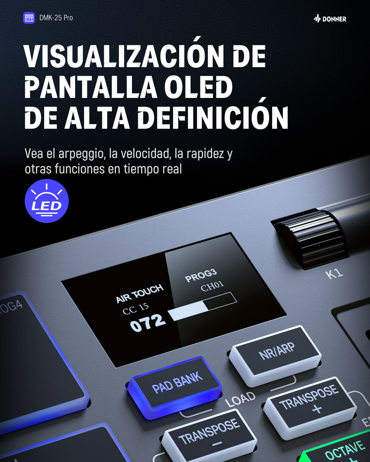 Donner DMK-25 PRO Controlador MIDI de 25 mini teclas