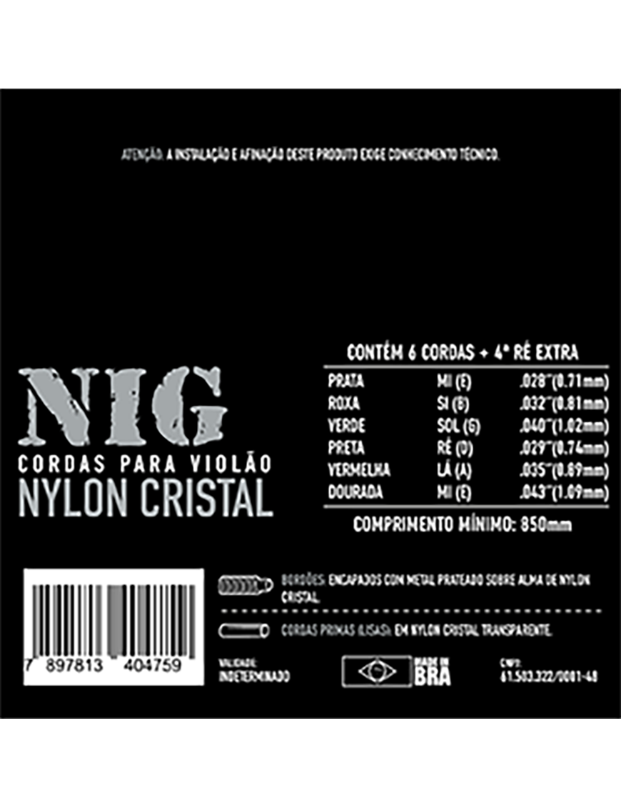 NIG® N-475 Cuerdas Guitarra Clásica Nylon Ball End Tensión Media 28-43 Extra: 1 Cuerda (4ta) y 1 Uñeta