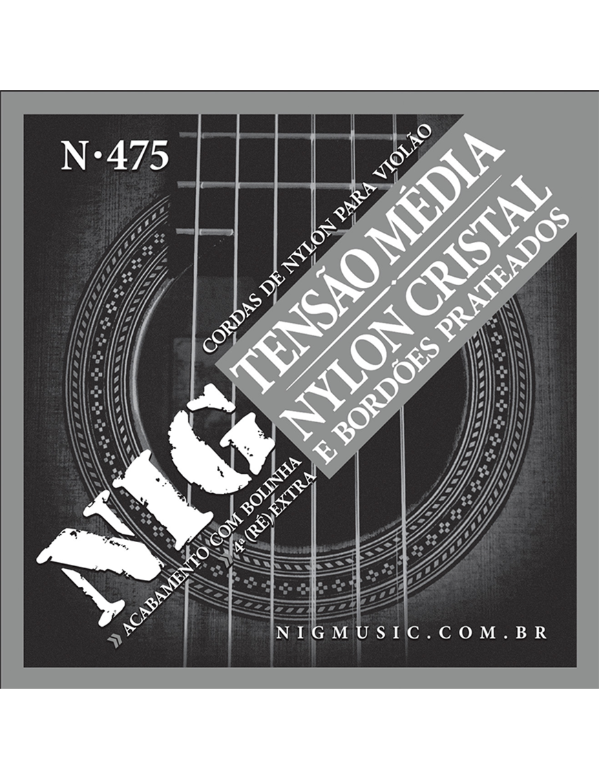 NIG® N-475 Cuerdas Guitarra Clásica Nylon Ball End Tensión Media 28-43 Extra: 1 Cuerda (4ta) y 1 Uñeta