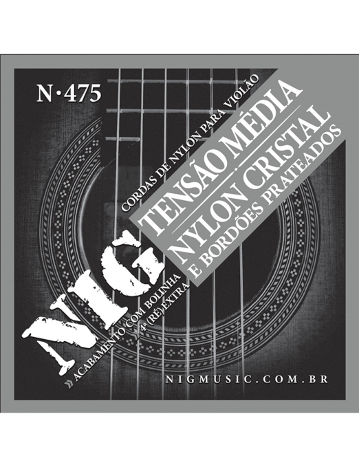 NIG® N-475 Cuerdas Guitarra Clásica Nylon Ball End Tensión Media 28-43 Extra: 1 Cuerda (4ta) y 1 Uñeta