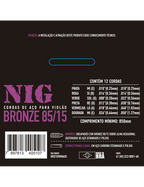 NIG® N-510 10-50 Cuerdas Guitarra Acústica 12 Cuerdas 85/15 Bronze