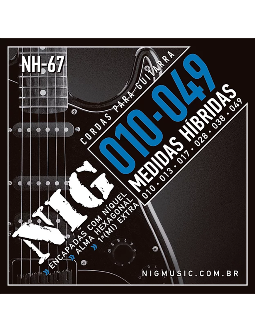 NIG® NH-67 10-49 Cuerdas Guitarra Eléctrica Híbrida Acero Níquel Híbrida Extra: 1 Cuerda (1ra) y 1 Uñeta