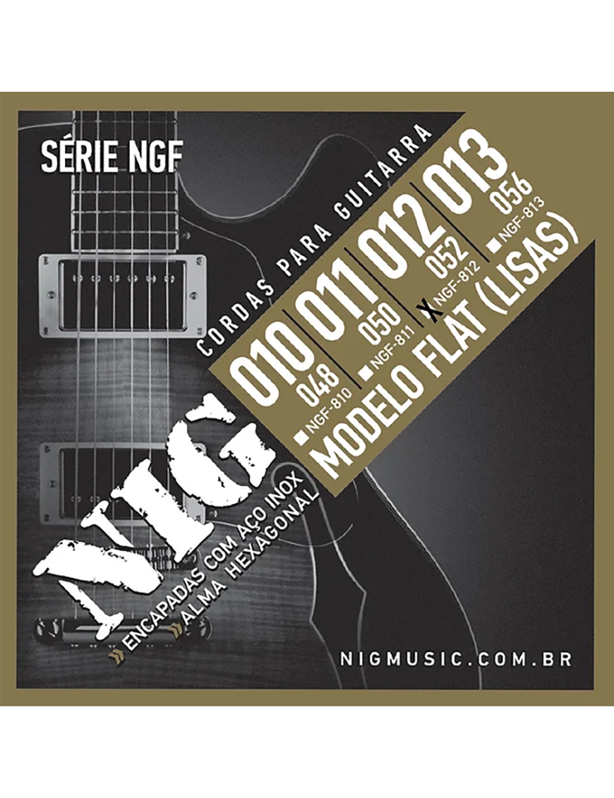NIG® NGF-812 12-52 Cuerdas Guitarra Eléctrica Flat Acero