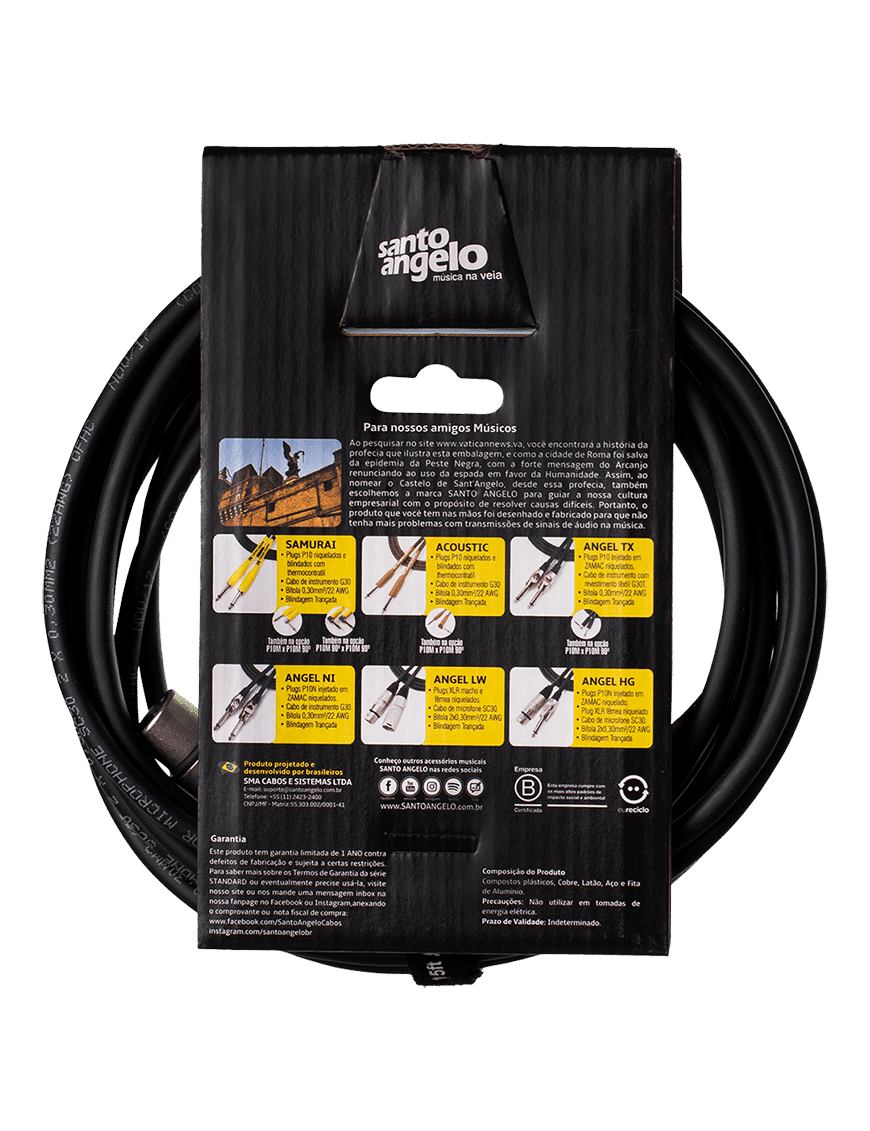 Santo Angelo® Angel Lw Cable Micrófono Xlr A Xlr Ofhc | 9.15mt