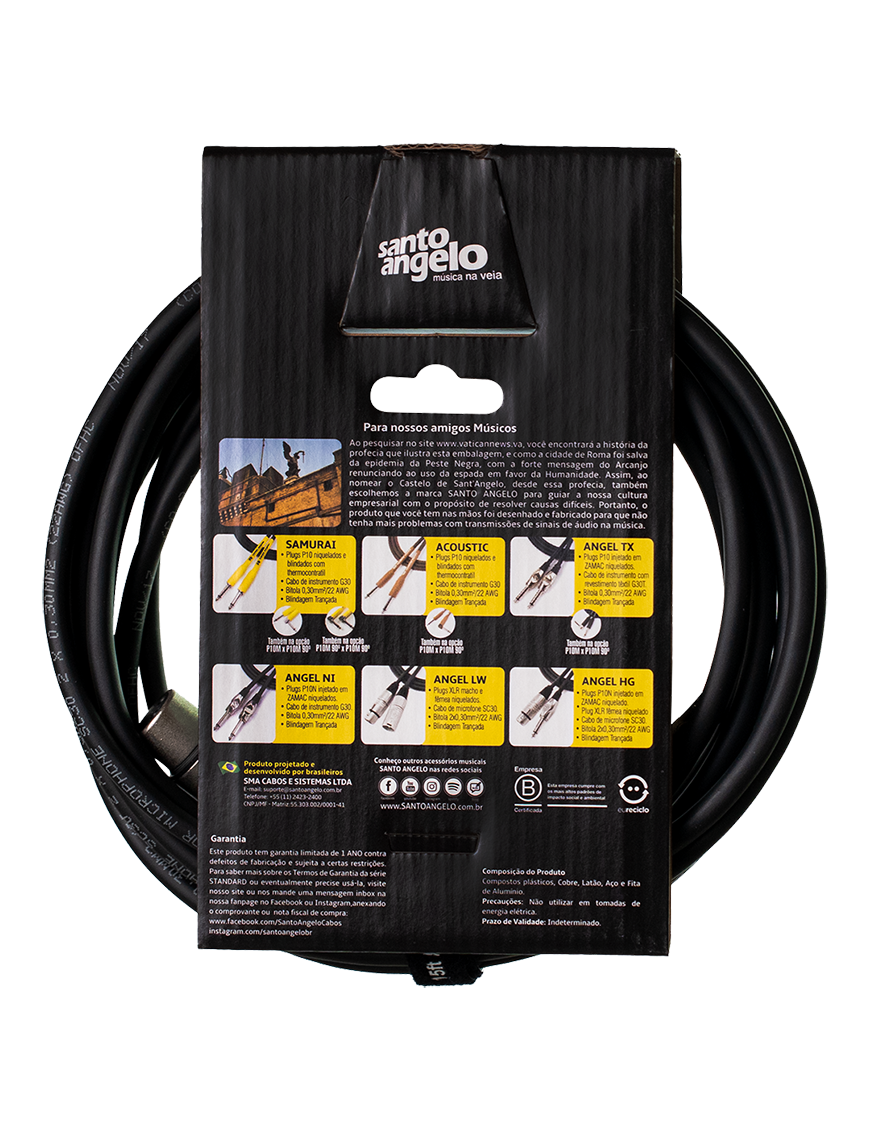 Santo Angelo® ANGEL LW 15.24m Cable Micrófono XLR a XLR OFHC