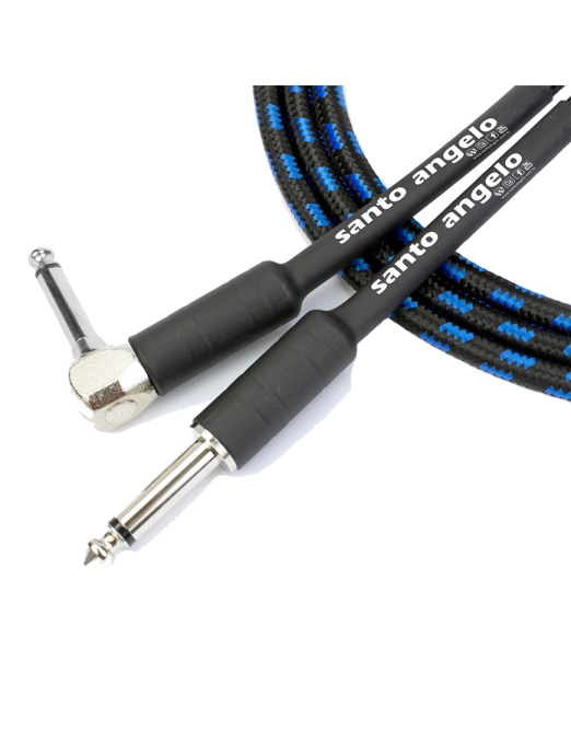 Santo Angelo® ANGEL Textil 4.57mt Cable Instrumento Plug ¼" Recto a Plug ¼" L 90° OFHC