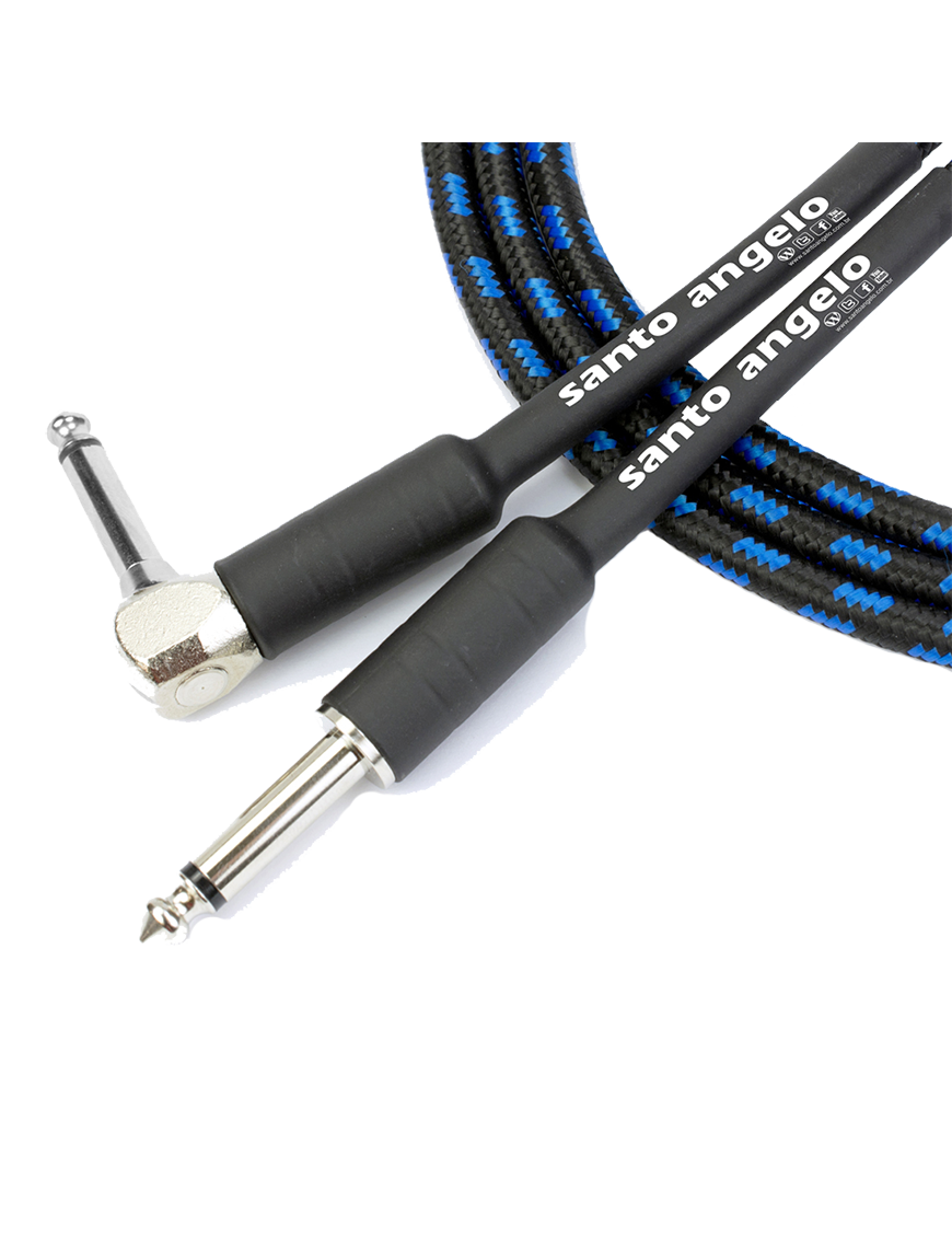 Santo Angelo® ANGEL Textil 4.57mt Cable Instrumento Plug ¼" Recto a Plug ¼" L 90° OFHC