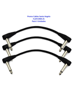 Santo Angelo® Pack x 3 FLATCONN 25cm Cable Pedal Plug ¼" L 90° OFHC
