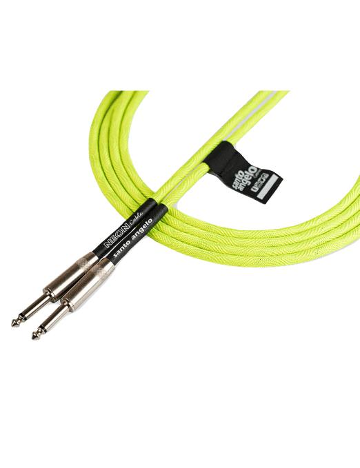 Santo Angelo® Neon Green Cable Instrumentos Plug ¼" Recto A Plug ¼" Recto Ofhc | 6.10mt