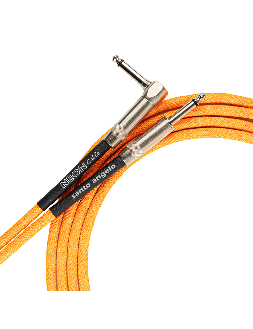 Santo Angelo® Neon Orange Cable Instrumentos Plug ¼" Recto A Plug ¼" 90° Ofhc | 4.57mt