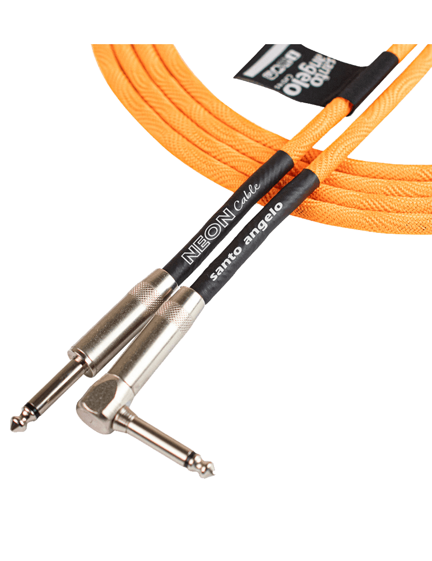 Santo Angelo® Neon Orange Cable Instrumentos Plug ¼" Recto A Plug ¼" 90° Ofhc | 4.57mt
