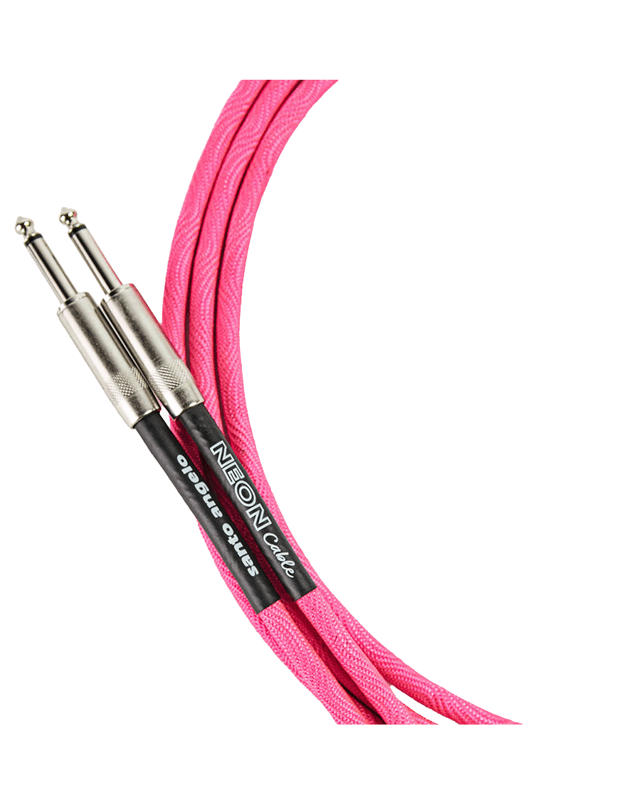 Santo Angelo® Neon Pink Cable Instrumentos Plug ¼" Recto A Plug ¼" Recto Ofhc | 3.05mt