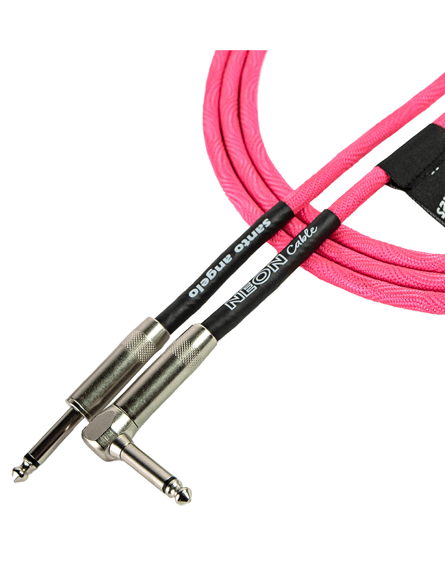 Santo Angelo Neon Pink Cable Instrumentos Plug ¼" Recto A Plug ¼" 90° Ofhc | 4.57mt