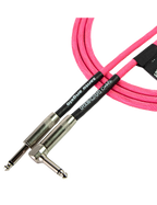 Santo Angelo® NEON Pink 6.10mt Cable Instrumentos Plug ¼" Recto a Plug ¼" 90° OFHC
