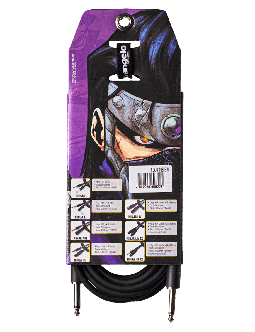 Santo Angelo® Ninja 4.57mt Cable Instrumentos Plug ¼" Recto A Plug ¼" L 90° Ofhc