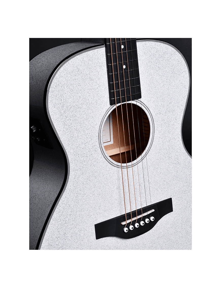 Sigma® Gm-1e Glitter Guitarra Grand Om Electroacústica Fishman® | White/Silver