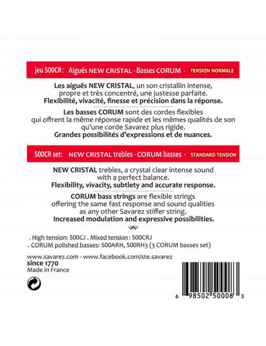 SAVAREZ® 500CR Cuerdas Guitarra Clásica Nylon Core Tensión Normal