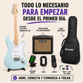 Contenido del pack Donner DST-80 con guitarra, amplificador y accesorios