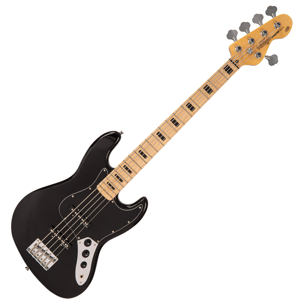 Vintage V49 5 String Coaster Series Bass Guitar – Gloss Black