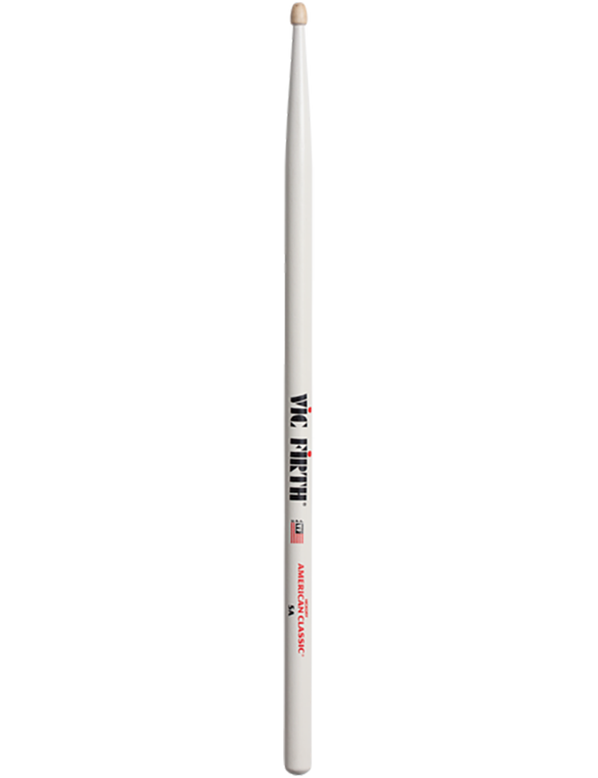 VIC FIRTH® 5A-WH American Classic® Baquetas Blanca Punta Madera