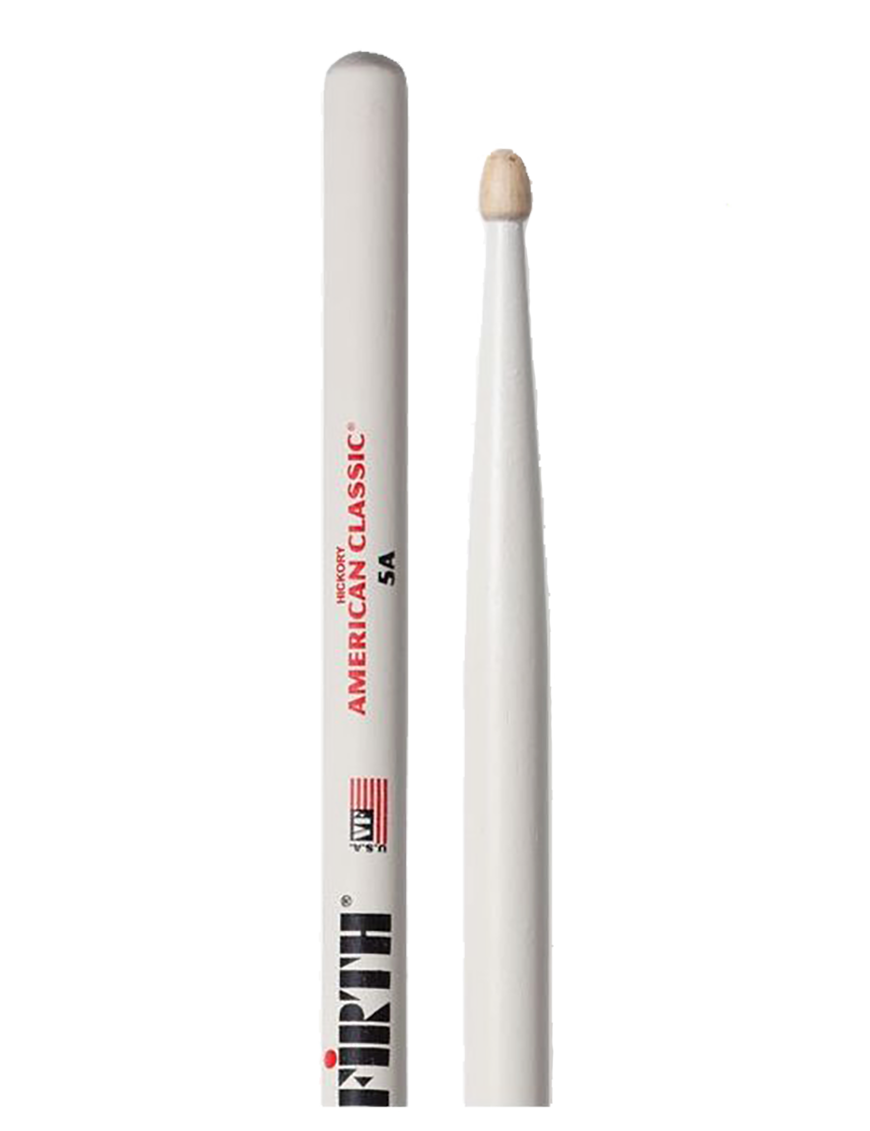 VIC FIRTH® 5A-WH American Classic® Baquetas Blanca Punta Madera