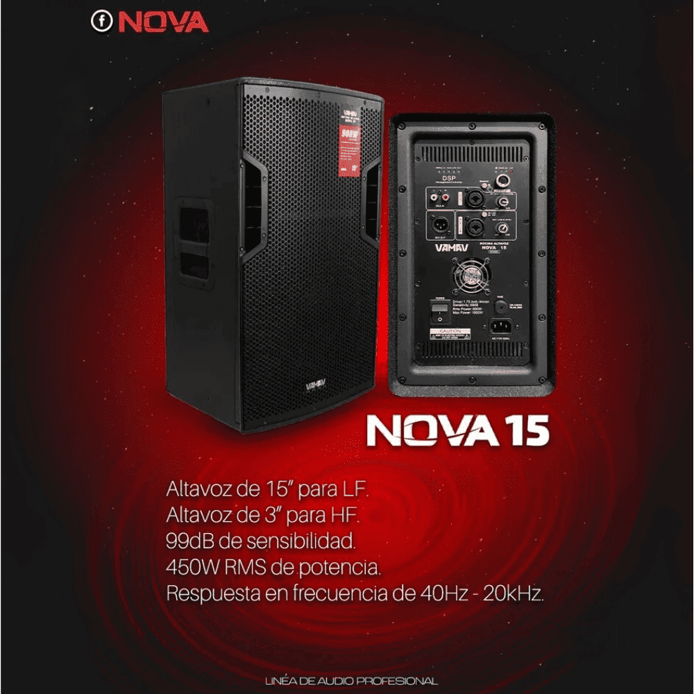 Vamav Nova 15 Caja Activa 15″ Bluetooth 450w Rms