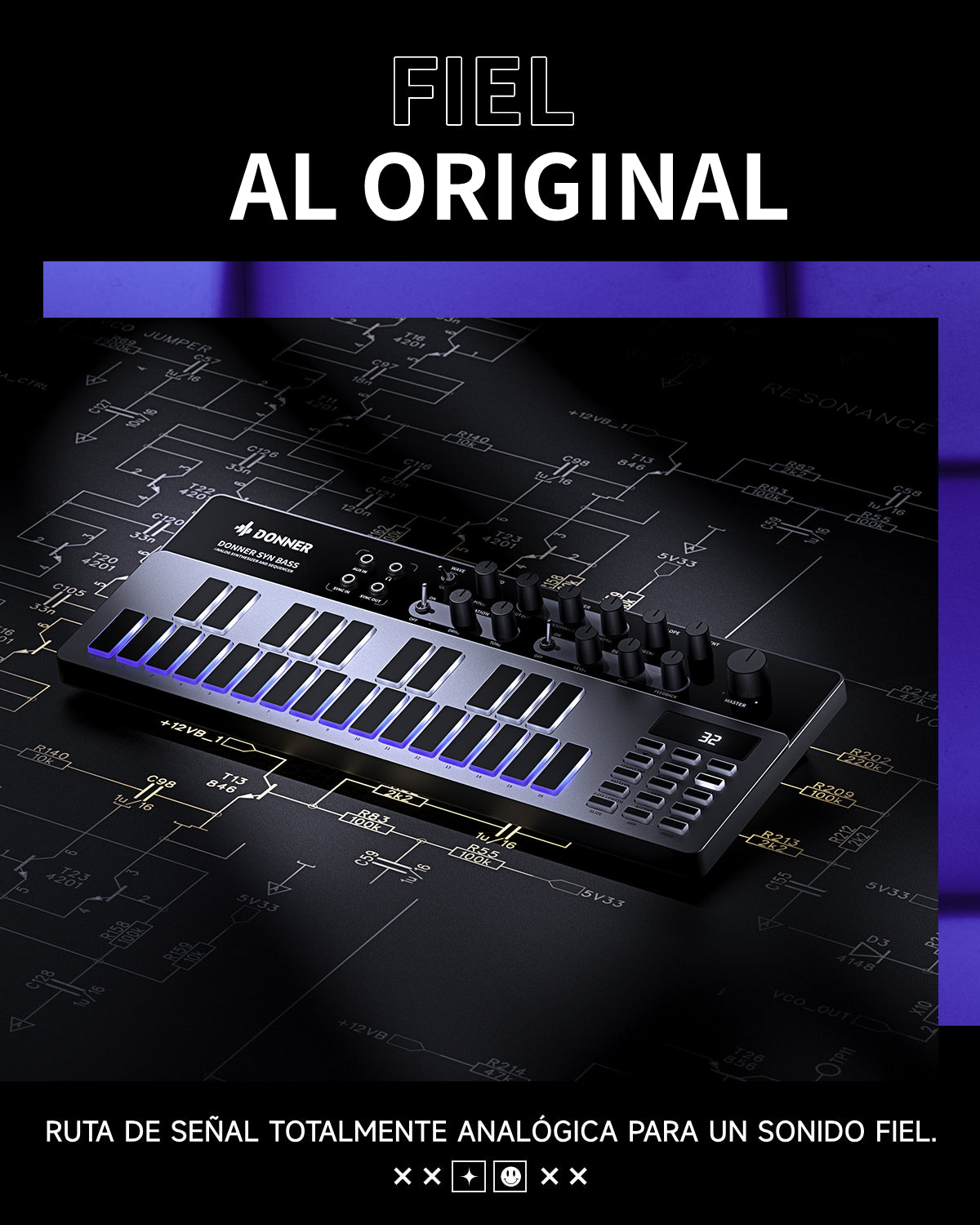 Donner ESSENTIAL B1 Sintetizador de bajo analógico