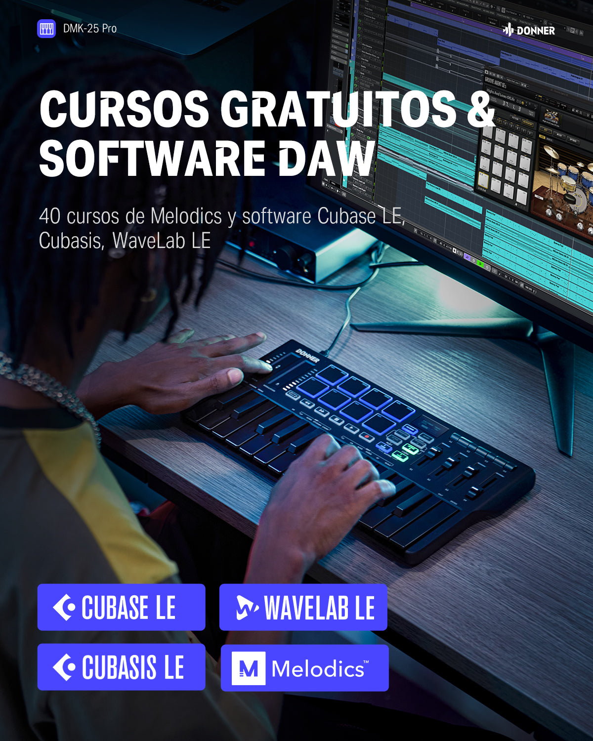 Donner DMK-25 PRO Controlador MIDI de 25 mini teclas