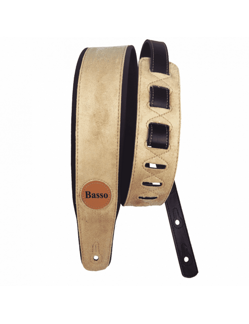 Basso Correa Guitarra Classic Suede Beige Gamuza 7,5 Cm