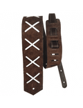 Basso Correa Guitarra Suede Café "X" Gamuza 8 Cm