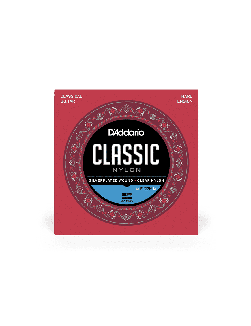 D'addario Cuerdas Guitarra Clásica Nylon 6 Cuerdas Ej27h Classic Tensión Fuerte 28.5-44