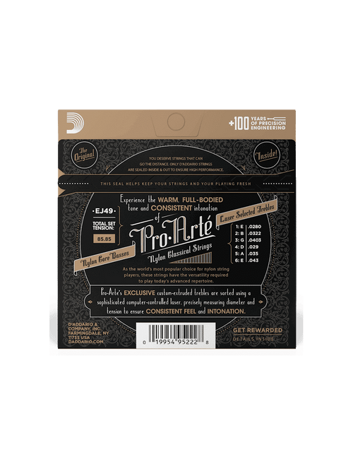 D'addario Cuerdas Guitarra Clásica Nylon 6 Cuerdas Pro Arté Tensión Alta 28-43